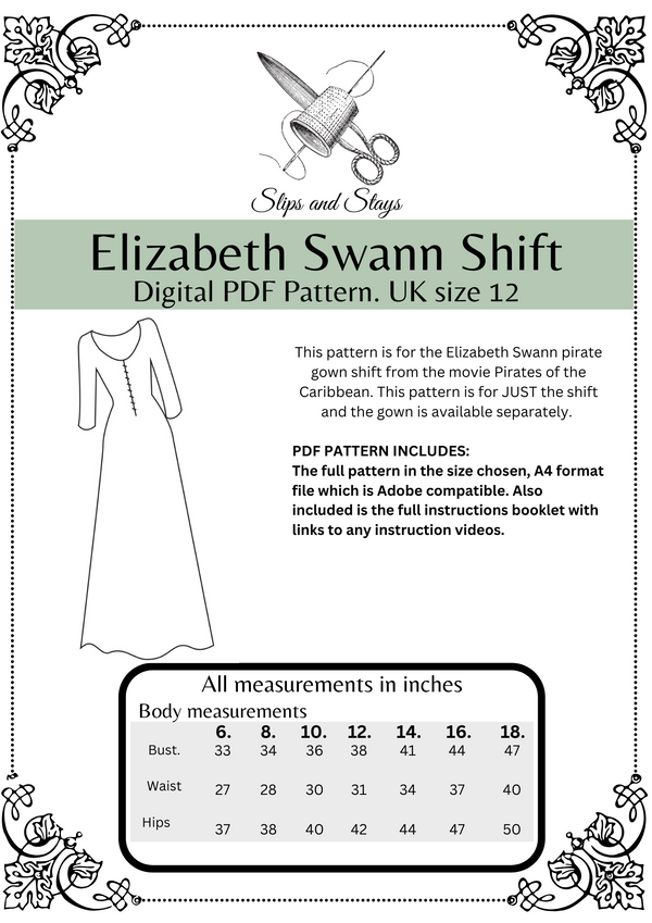 Free Stays Course Pattern Uk Elizabeth Swann Shift Pattern UK size 12 – Slips and Stays