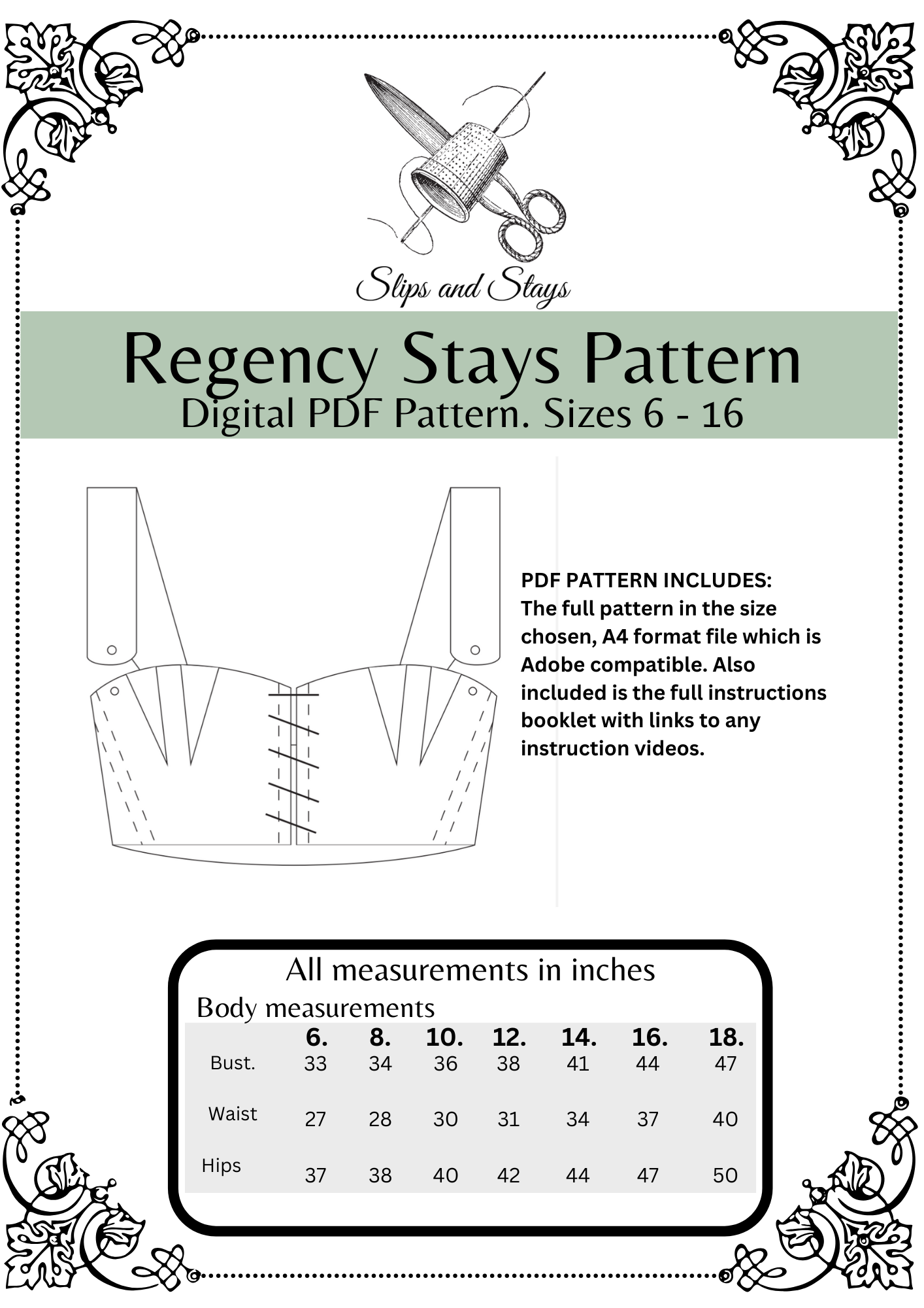 Regency stays digital pattern pdf Jane Austen 